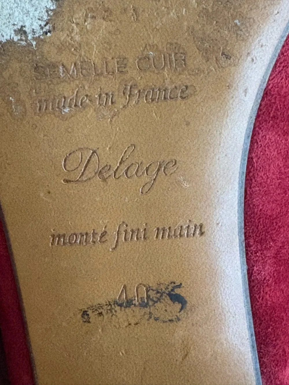RARE Delage Paris Burgundy Suede Smoking Slippers Flats Made in France EU 40/9 - Picture 8 of 8